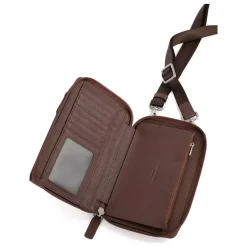 Pochette téléphone avec portefeuille Stop RFID Cuir CONFORT Chocolat