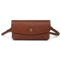 Pochette téléphone avec portefeuille Stop RFID ONDINE Marron Ava en cuir