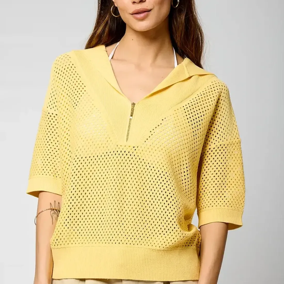 Polo M Courtes LAIZA jaune en viscose