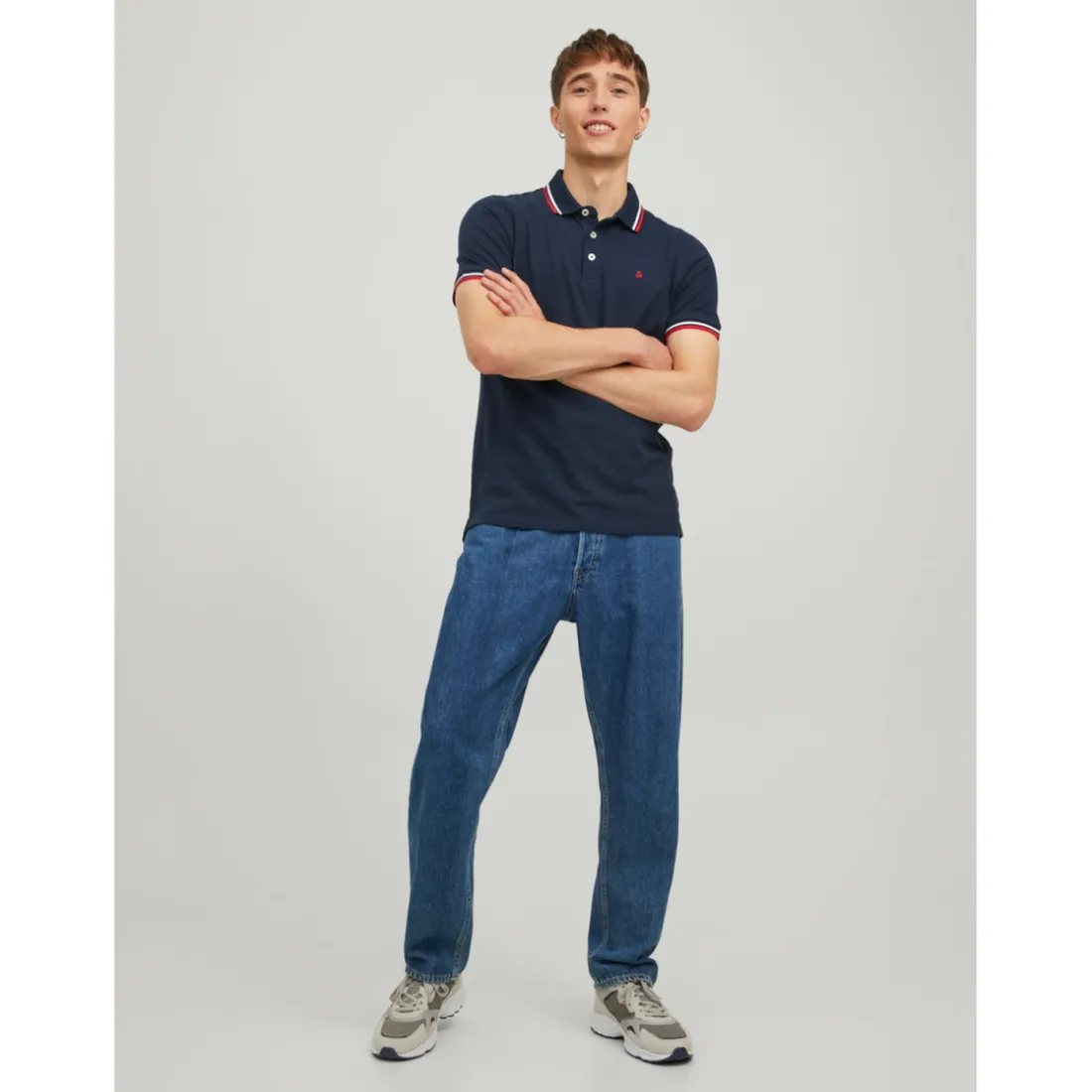 Polo Slim Fit Polo Manches courtes Bleu Marine en coton Flynn