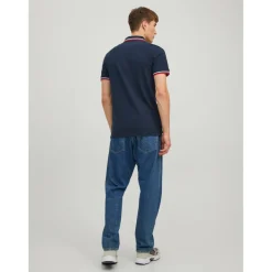 Polo Slim Fit Polo Manches courtes Bleu Marine en coton Flynn