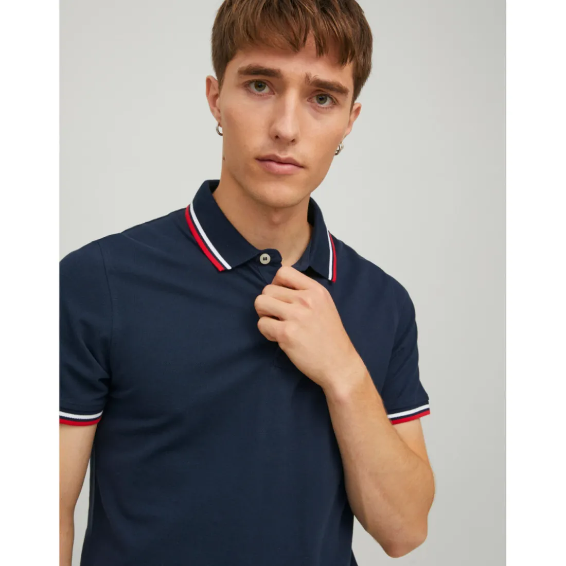 Polo Slim Fit Polo Manches courtes Bleu Marine en coton Flynn