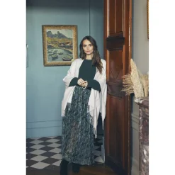 Poncho Pili beige crème blanc