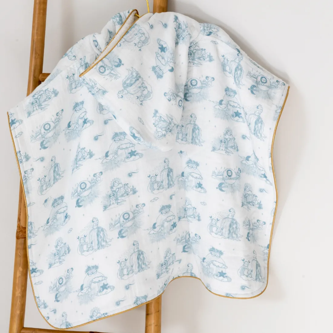 Poncho pour bébé Jouy bleu