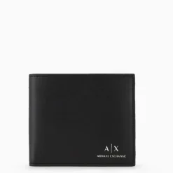 Portefeuille deux volets noir homme en cuir
