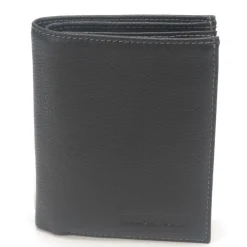 Portefeuille en cuir de vachette foulonne noir