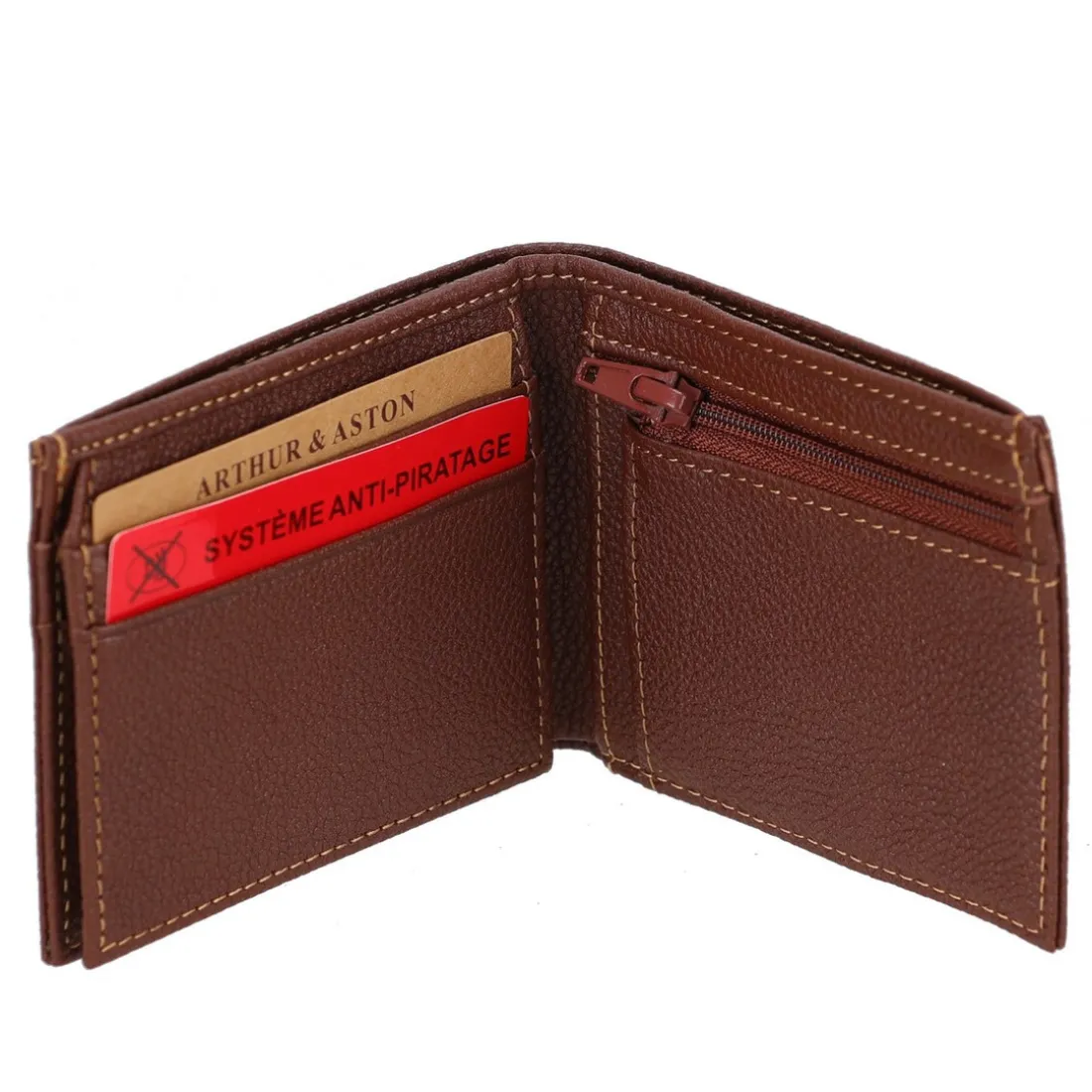 Portefeuille italien en cuir véritable cognac