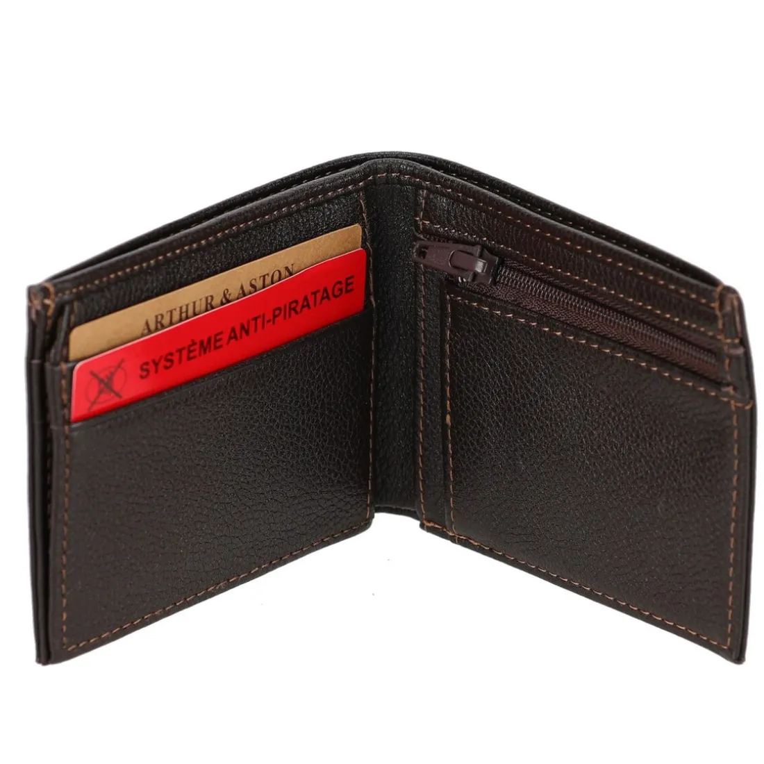 Portefeuille italien en cuir véritable châtaigne
