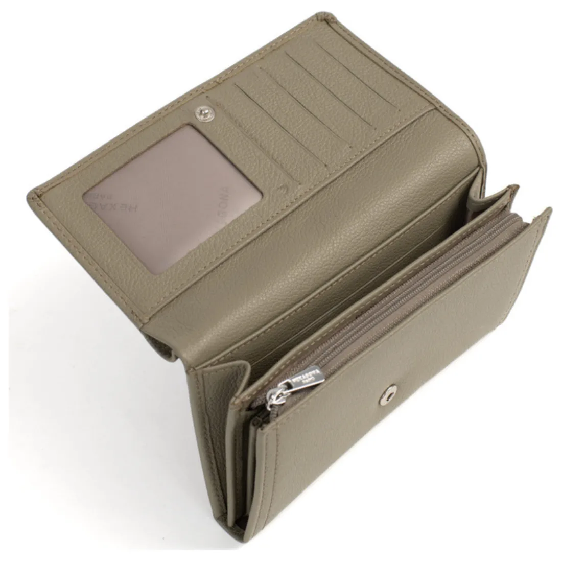 Portefeuille long Stop RFID MIRABELLE Olive en cuir Kaye