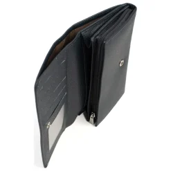 Portefeuille long Stop RFID MIRABELLE Bleu pétrole en cuir Liz