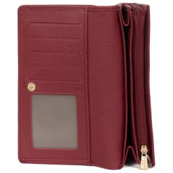 Portefeuille long Stop RFID AUDE Carmin Iris en cuir