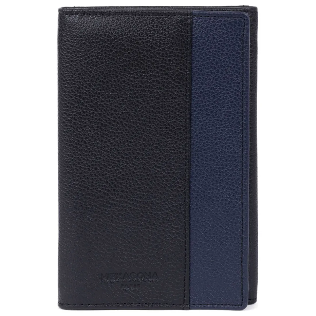 Porte-papiers Stop RFID Cuir DUO Noir/Marine