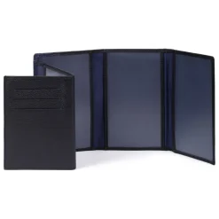 Porte-papiers Stop RFID Cuir DUO Noir/Marine