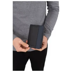 Porte-papiers Stop RFID Cuir DUO Noir/Marine