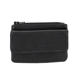 Portes-monnaie zippé en cuir noir