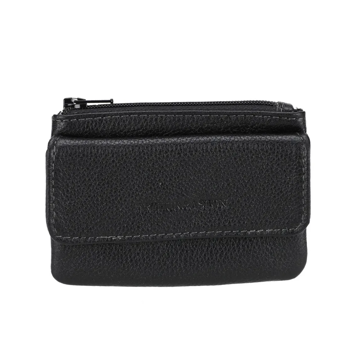 Portes-monnaie zippé en cuir noir