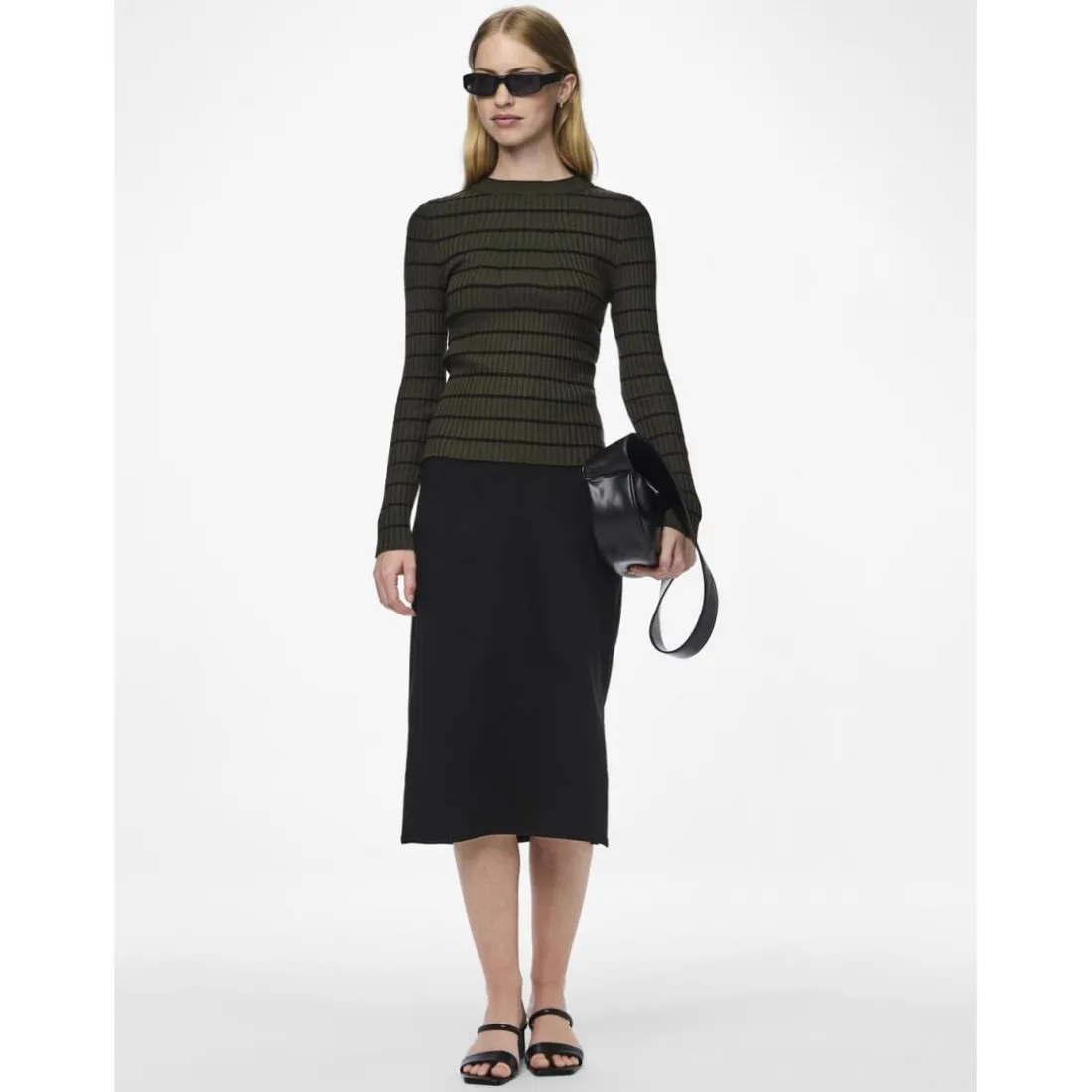 Pull à maille en viscose Crista rayures vert Daisy