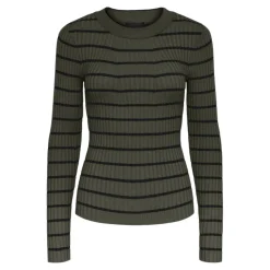 Pull à maille en viscose Crista rayures vert Daisy