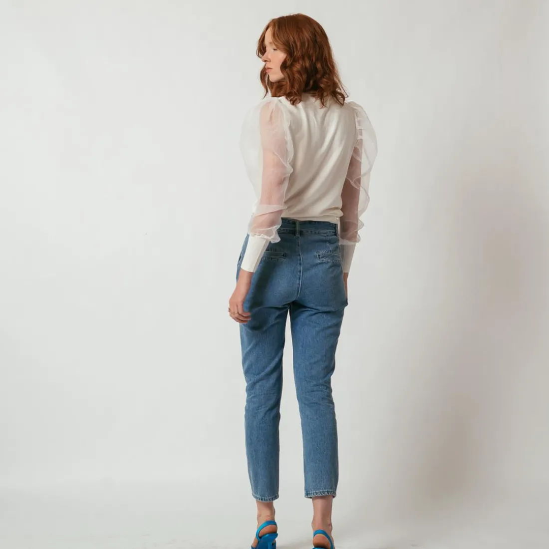 Pull avec manches transparentes Albane en viscose blanc