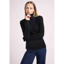 Pull col camioneur zip femme EMILIE en cachemire noir