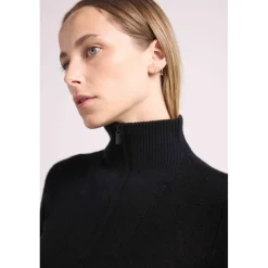 Pull col camioneur zip femme EMILIE en cachemire noir