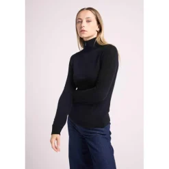 Pull col camioneur zip femme EMILIE en cachemire noir