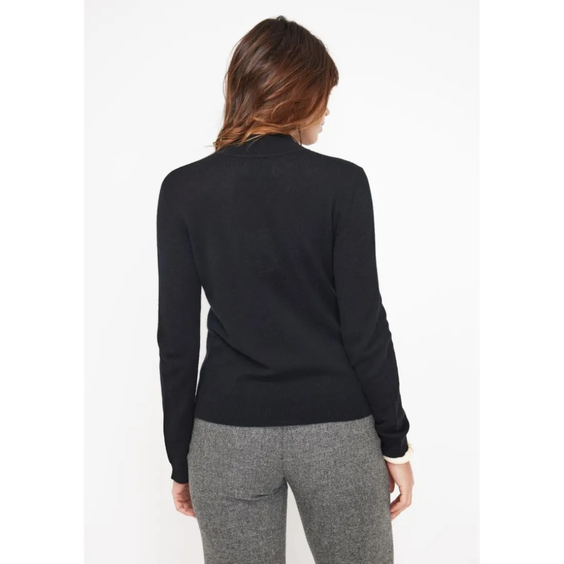 Pull col cheminee femme ZUELLA en cachemire noir