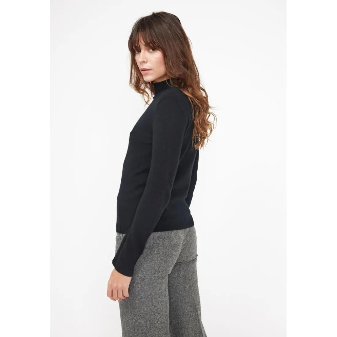Pull col cheminee femme ZUELLA en cachemire noir