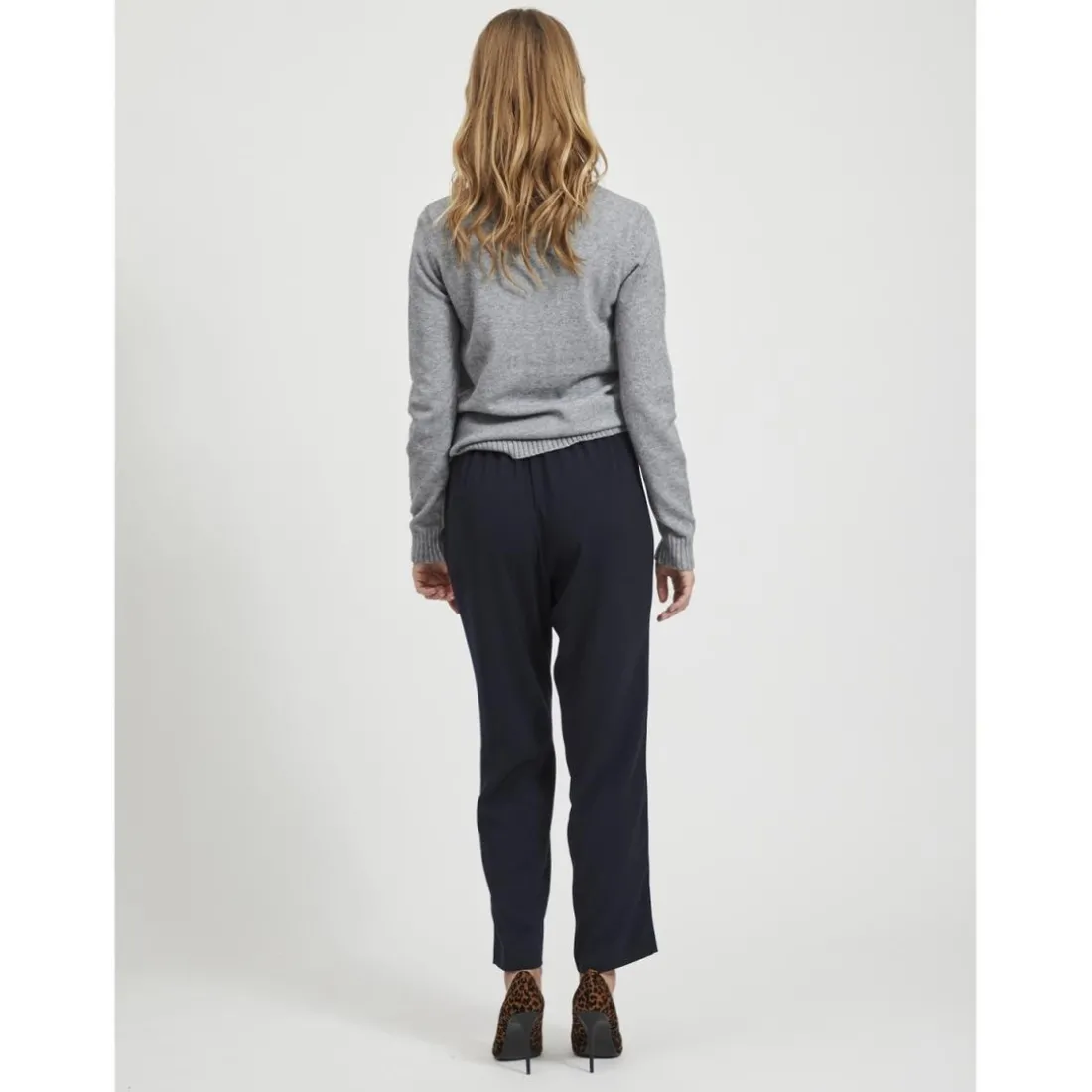 Pull col en v épaules tombantes gris Iris