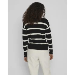 Pull col haut noir en viscose Emma