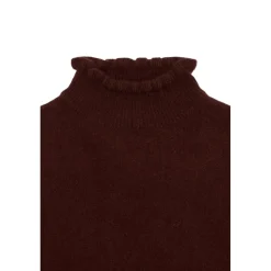 Pull col montant et poignets vagues SIMONE en cachemire chocolat