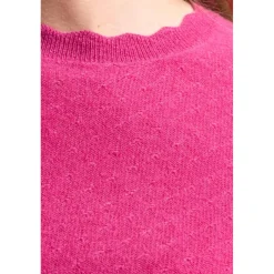 Pull col montant et poignets vagues LOU en cachemire grenade rouge