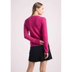 Pull col montant et poignets vagues LOU en cachemire grenade rouge