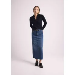 Pull col polo AURORE en cachemire noir