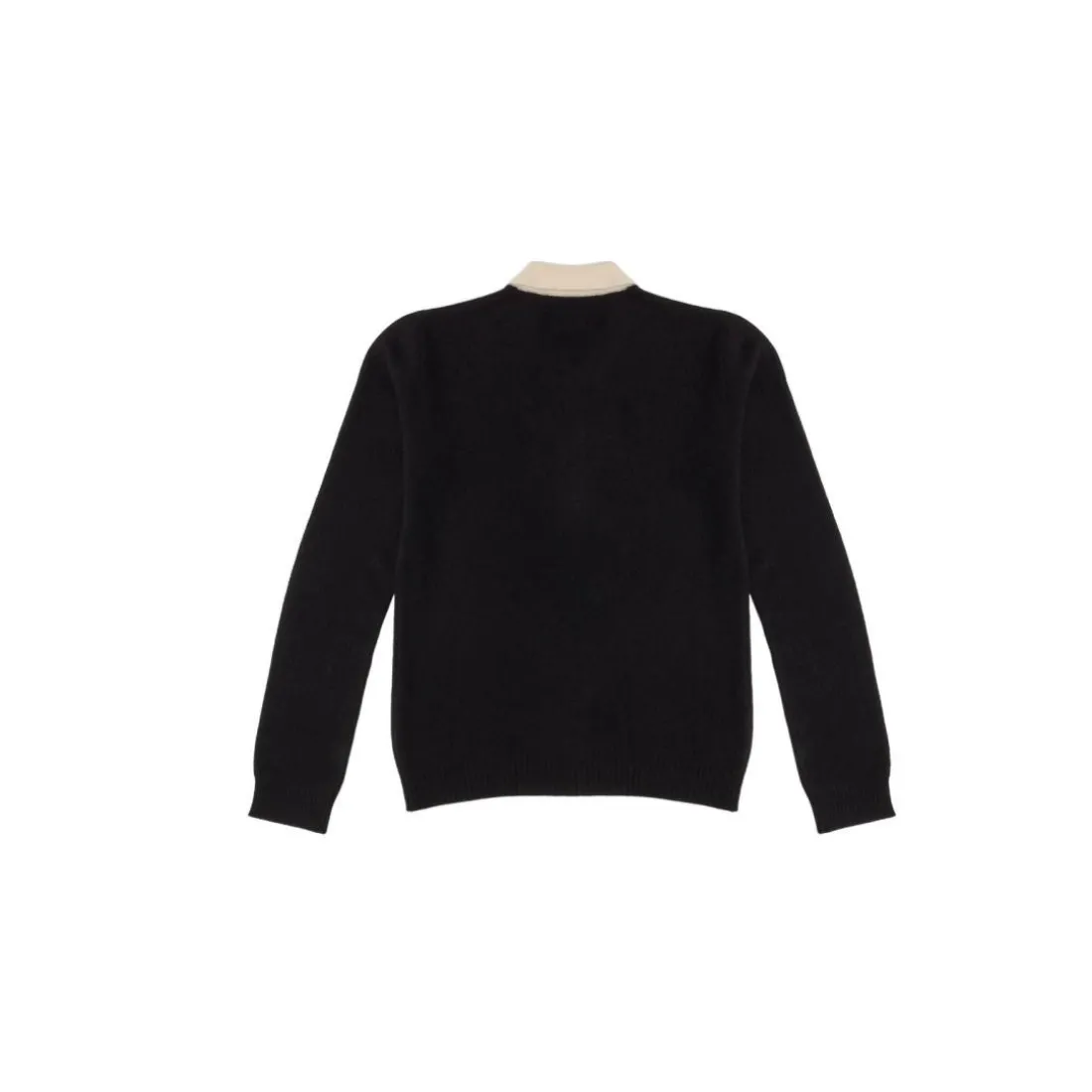 Pull col polo boutons blanc contraste MAXINE en cachemire noir et blanc