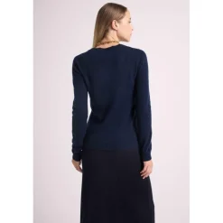 Pull col rond double cœur SELENA en cachemire noir