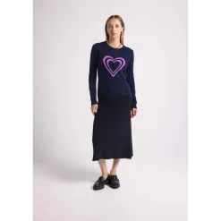 Pull col rond double cœur SELENA en cachemire noir