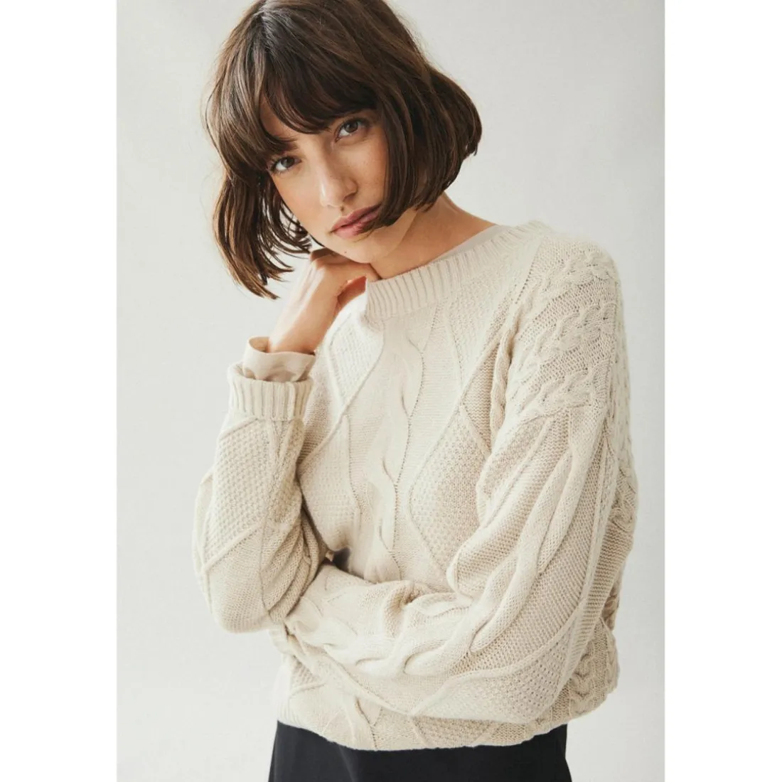 Pull col rond gris clair Gwen