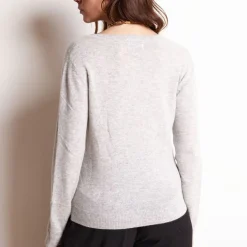 Pull col rond love heritage femme ZAPHIRA en cachemire gris perle