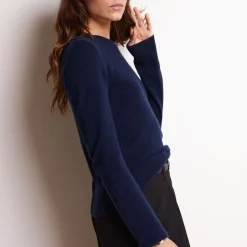 Pull col rond love heritage femme ZAPHIRA en cachemire bleu marine