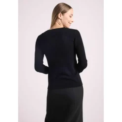 Pull col rond love heritage ZAPHIRA en cachemire noir et cœur dore