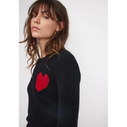 Pull col rond love heritage femme ZAPHIRA en cachemire noir
