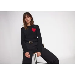 Pull col rond love heritage femme ZAPHIRA en cachemire noir