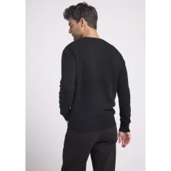 Pull col rond love heritage homme ZEMIR en cachemire noir cœur rouge