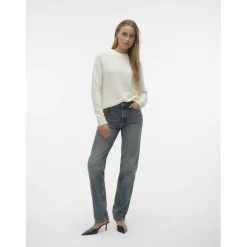 Pull col rond manches longues blanc Louise