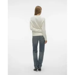 Pull col rond manches longues blanc Louise