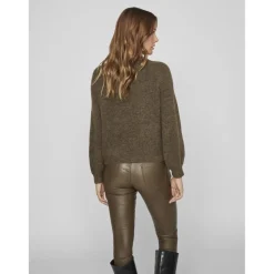Pull col rond marron