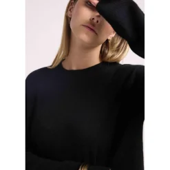 Pull col rond oversize ROMY en cachemire noir