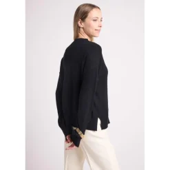Pull col rond oversize ROMY en cachemire noir