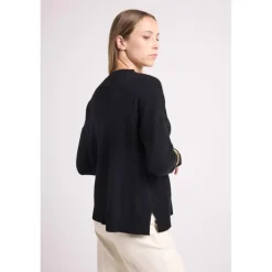 Pull col rond oversize ROMY en cachemire noir